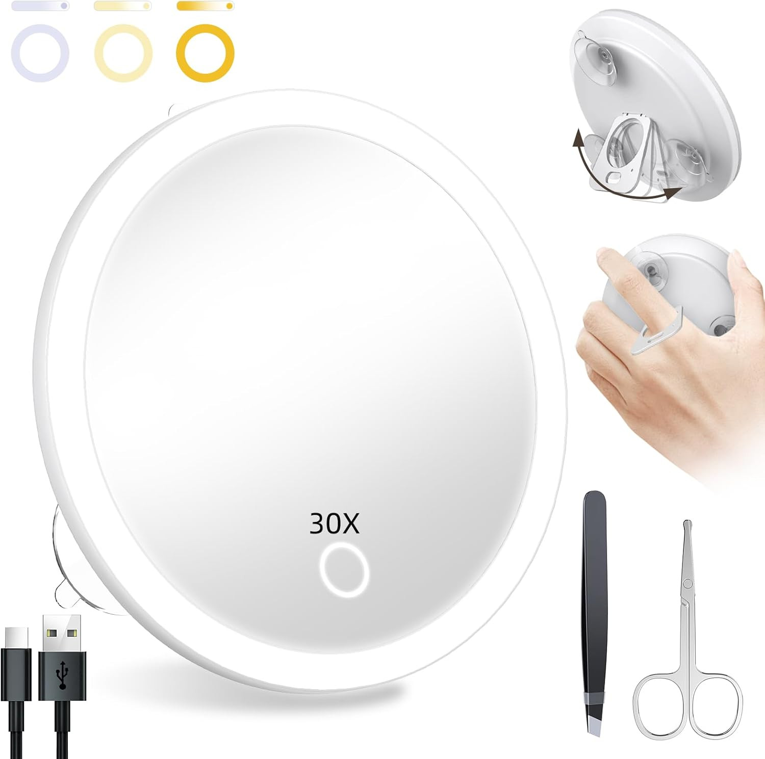 Lighted 30X Magnifying Mirror, Makeup 5