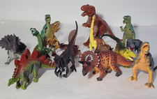 Lot of 15 Dinosaurs Rubber/Plastic T-Rex, brontosaurus,Raptor, Stegosaurus
