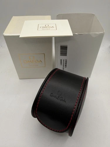 GENUINE OMEGA WATCH TRAVEL POUCH CASE BLACK RED FINE LEATHER BOUTIQUE 7070310015