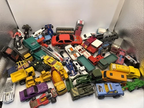 Large Lot Of Used Vintage Hot Wheels, Lesney, Tootise, Car Trucks Tractor