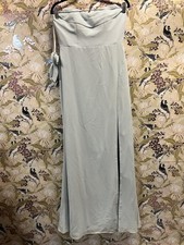 Elegant Strapless Light Blue Evening Gown with Side Slit