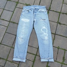 Vintage Levi  s Redline 501 Single Stitch Selvedge Made In USA Repairs 33  x30  