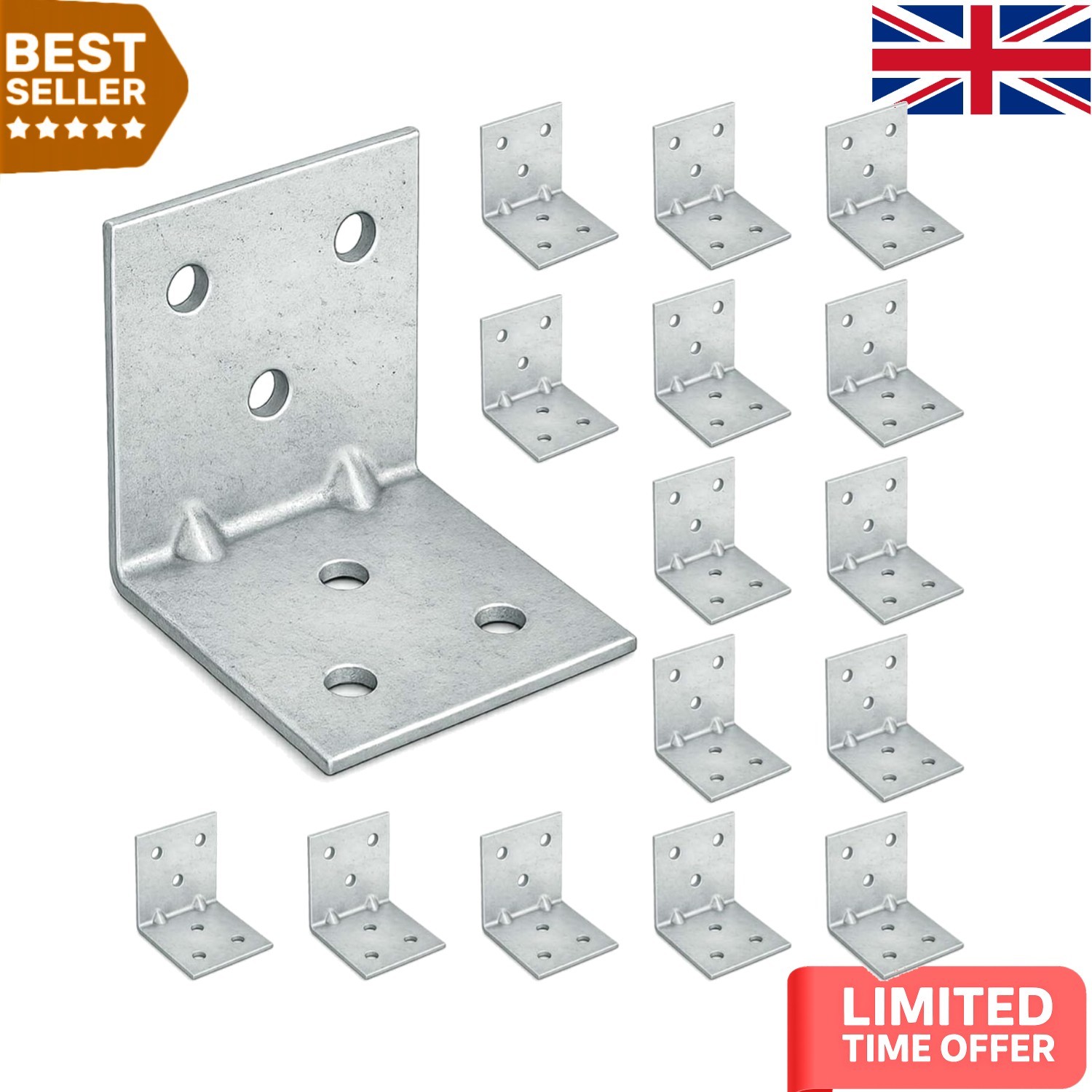Versatile 15-Piece 40x40mm Galvanized Steel Angle Braces for Structural Support