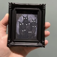 Print Of My Art Creepy Black Cat,Halloween ,miniature Painting,small, framed