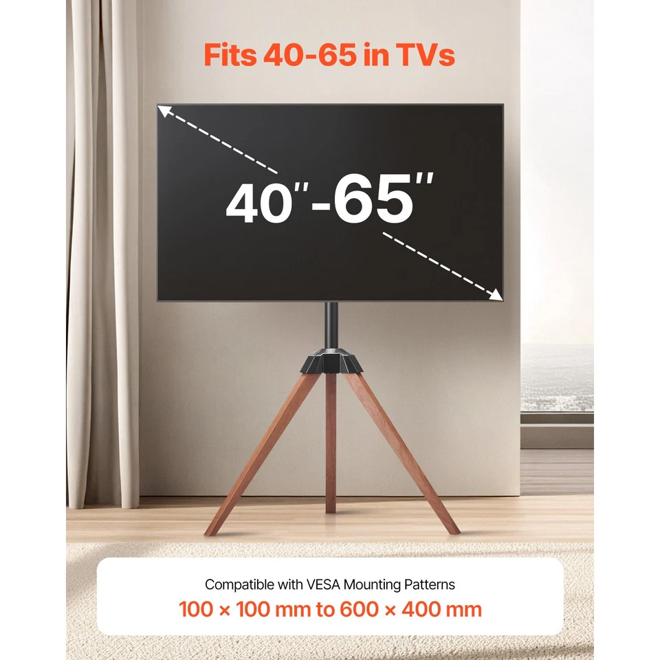 TV Ständer Stativ-Staffelei Holzbeine für 40-65 Zoll TV Drehbar - Bild 2 von 4