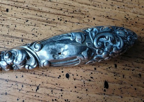 Vintage NAIL FILE Repousse Intricate Flower Handle Sterling Silver Antique - Picture 13 of 13
