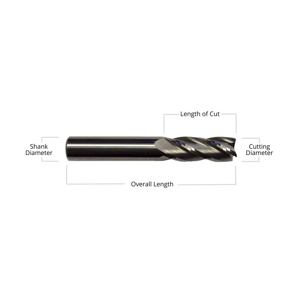 Paquete de 5 fresas de extremo de carburo sólido de 1/4" nariz de bola 4 flautas hechas en EE. UU. Foto 2 de 3