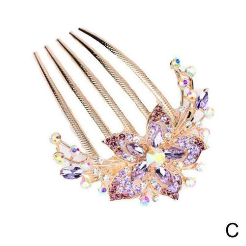 Fashion Women Rhinestone Inlaid Flower Hair Comb Hairpin Headwear Accessory Y2A4 - Imagen 9 de 16