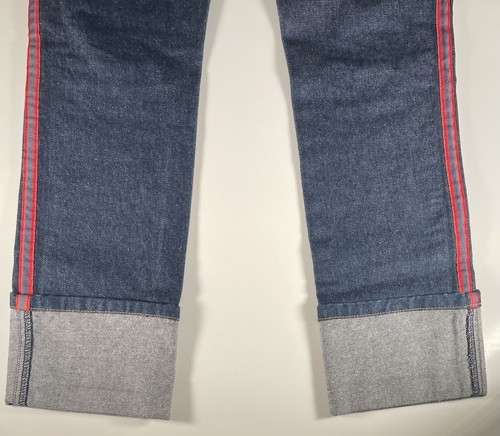 Wink Denim Jeans Womens 6 Blue Red Stripe 30x29 Cuffed Made USA Cotton Comfort - Picture 18 of 20