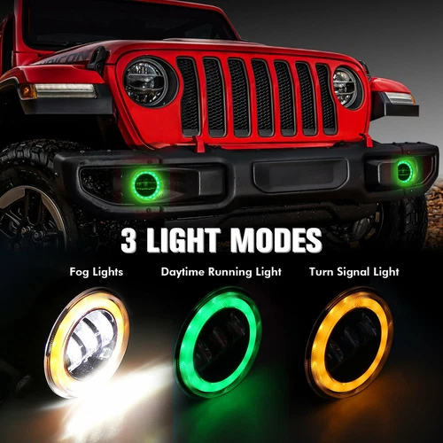 Green Halo LED Headlights+Fog Lights for 2018-2025 Jeep Wrangler JL Gladiator JT - Bild 14 von 24