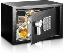 Premium Steel Alloy Digital Safe Box - 9.1" X 6.7" X 6.7" - Securely Store Cash,