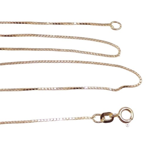 Collana maglia catena scatola oro giallo massiccio 14 carati 16" 1 mm