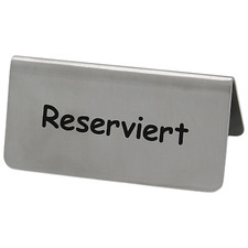 Gr&auml;we Metallschild / Tischaufsteller "Reserviert" beidseitig 8 x 4 cm
