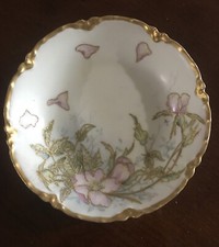 Limoges France Antique Small Bowl With Encrusted Gold Trim. Beautiful.