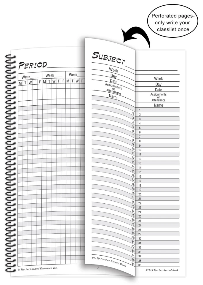 Teacher Record Book Attendance Note Book Test Record School Class List Organizer Foto 2 de 4