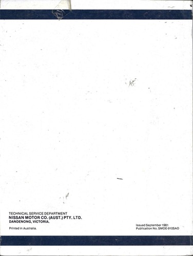 Nissan Bluebird 910 Series 1 Factory Repair Manual Supplement MPN SM0E910SA0 - Picture 2 of 3