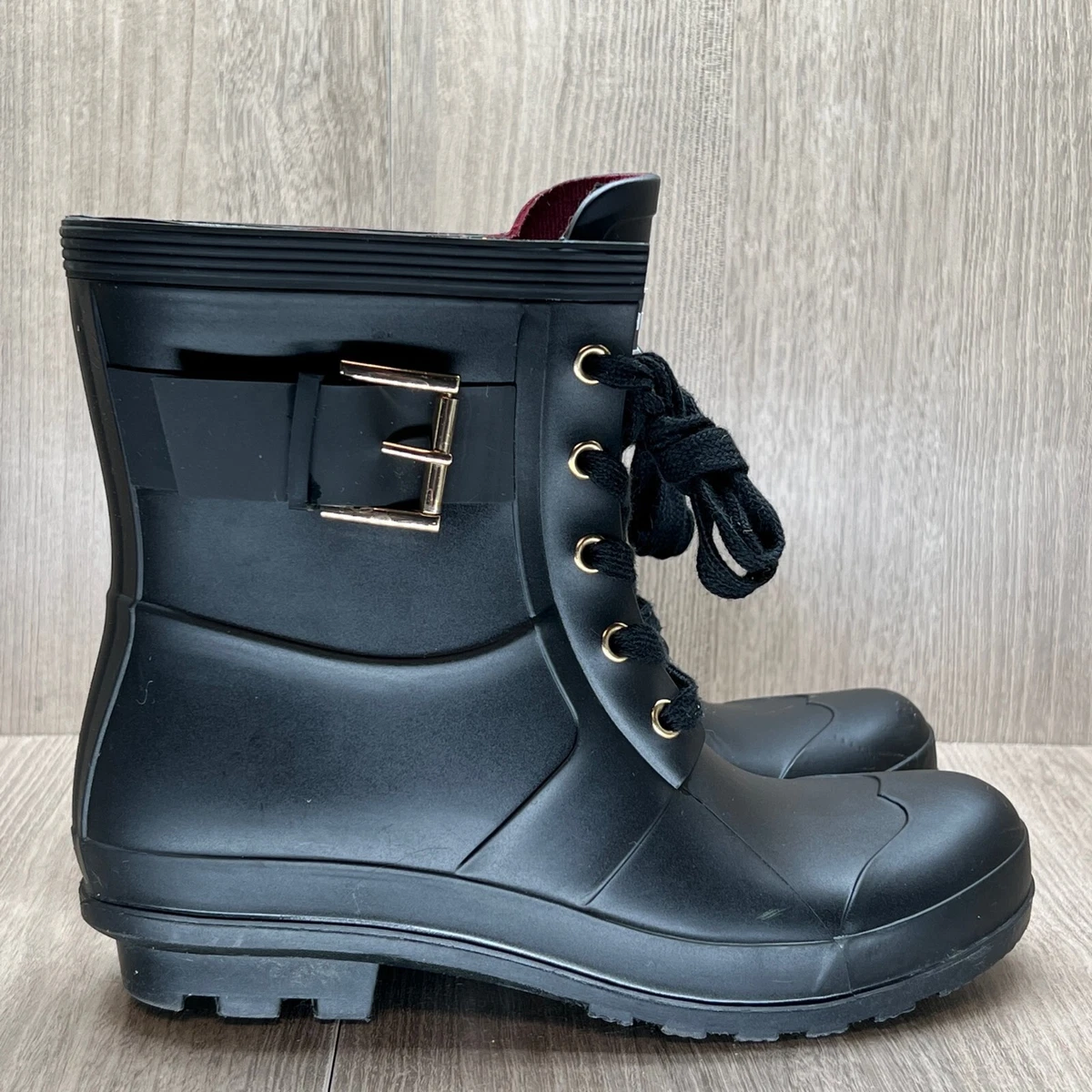 Tommy hilfiger black rain boots sale