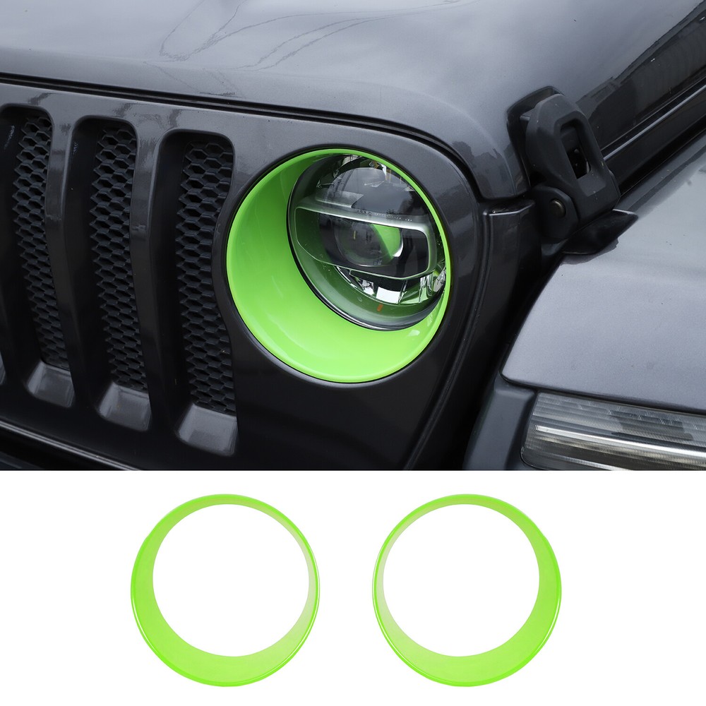 Green Headlight Lamp Decor Cover Trim Bezel for 18+ Jeep wrangler JL Accessories