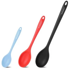 3 Pcs Silicone Spoons Set of 7.9 10.6 14.2 inch for Cooking Heat Resistant Ki...