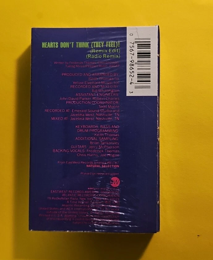 Natural Selection - Hearts Don't Think (They Feel)! Cassette Single SEALED  - Image 2 of 3