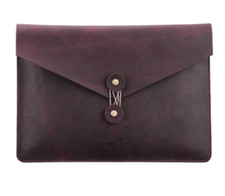 file Folder pocket cow Leather laptop bag Briefcase iPad Case pouch purple 620