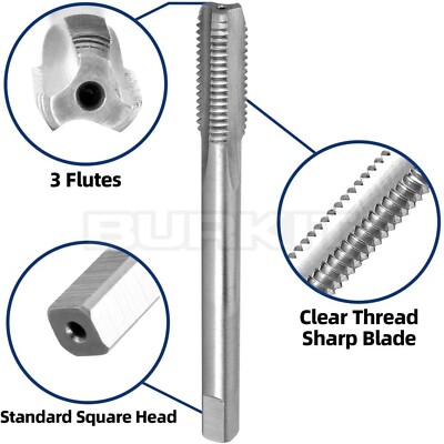 3/8''-18 UNS Thread Tap Right Hand, HSS 3/8 x 18 UNS Straight Fluted Machine Tap