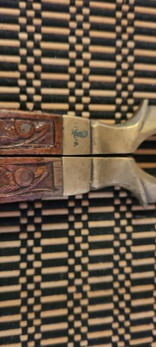 Vintage Indian Brass Hand Carved Wooden Handled Nut Cracker. - Picture 2 of 6