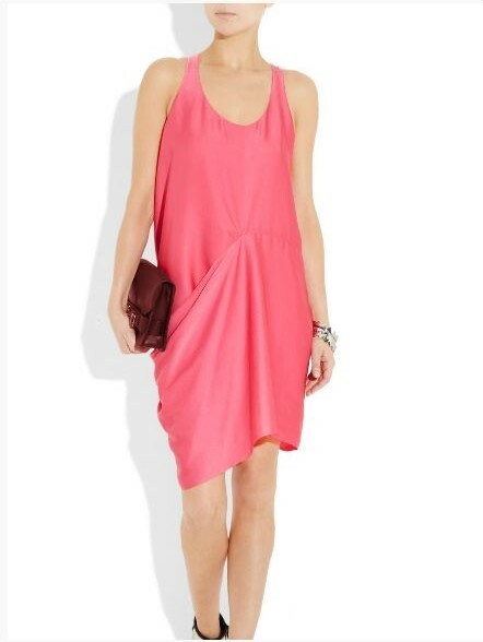 ACNE Studios Magenta Fuchsia Pink Back draped Hammered-Satin Dress