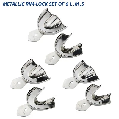 TK PLUS Dental Impression Trays Metallic Rim Lock Non-Perforated Upper & Lower Set Of 6