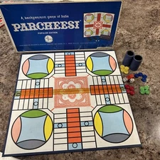 Vtg 1967 Parcheesi with wooden dice & token Board Game Selchow & Righter Game