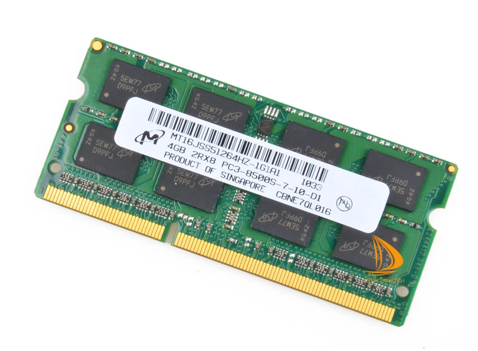 Micron 4GB 2RX8 DDR3 1066MHz PC3-8500S 1.5V SODIMM Laptop Memory RAM Low Density - Image 3 of 4