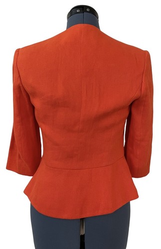 Ralph Lauren Black Label Orange Button Up Peplum Linen Crop Jacket Old Money 8 - Picture 2 of 5