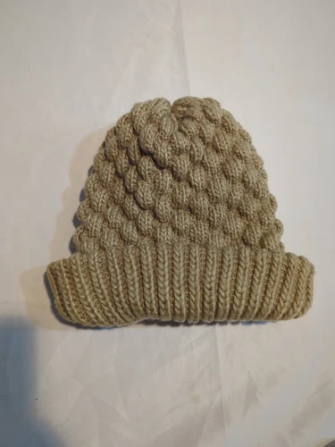 Clothing Accessories Beige Women's Knit Beanie Bumpy Design Hat One Size