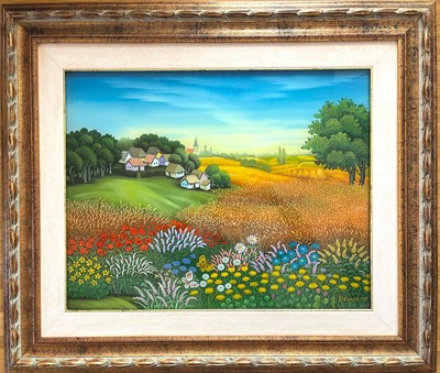 KROATISCHE NAIVE - IVAN ŠTEFANEK, ''Sommerlandschaft'',  Original Ölgemälde