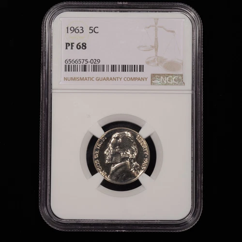 1963 Proof Jefferson Nickel 5c - NGC GRADED PF68