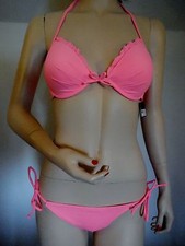 NEW VICTORIA'S SECRET BIKINI IN CORAL BLOSSOM TOP 34C BOTTOMS SMALL