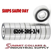 6204-2RS-3/4, 6204LLU12, 204PP12 Sealed Radial Ball Bearing 0.75"X47X14 10PK 