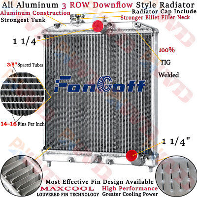 3 Row Aluminum Radiator For 1992-2000 Honda Civic EG EK/Del Sol B16 B18 D15 D16
