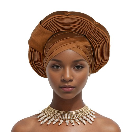 African Women Cap Aso Oke Headtie Auto Gele Hair Loss Turban Wrap Hat Headwear - Picture 23 of 26