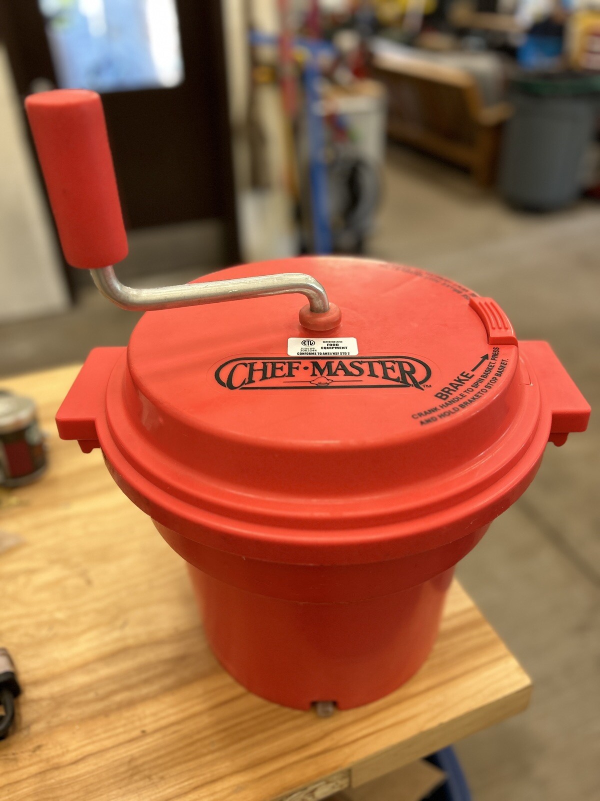 Chef-Master 5 Gallon Restaurant Salad Lettuce Spinner Dryer with Brake, Red