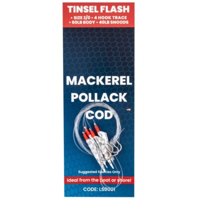 SONIK Tinsel Flash 4 Hook Trace | size 2/0 | Sea Fishing Shore Boat | Free P&P
