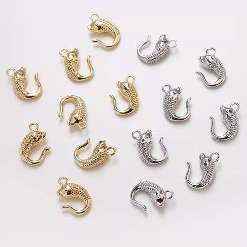 10pc Fish Shape Bracelet Necklace End Toggle Clasp,Goldfish Pendant Toggle Clasp - Picture 4 of 4