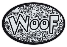 Oval Shaped Pet Magnets: WOOF (Dogs) | Cars, Trucks, Refrigerators