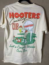 HOOTERS Country Club Double Sided Ripple Junction Biege Graphic Tee-NWT