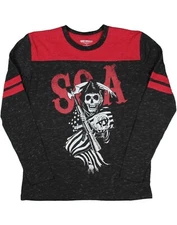 Sons of Anarchy Red & Black Long Sleeve Graphic T-Shirt Sz M