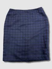  100 Le Suit Women's Blue Houndstooth Jacquard Pencil Suit Skirt Size 10