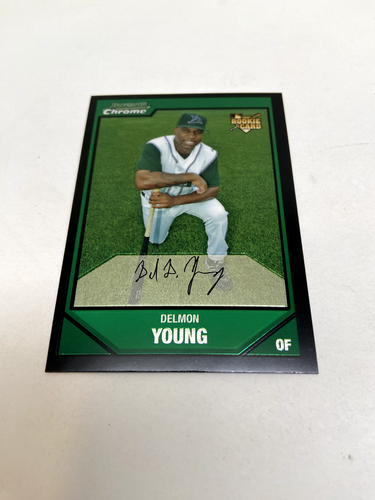 2007 Bowman Chrome-GREEN-ROOKIE CARD baseball card#201 delmon young | eBay