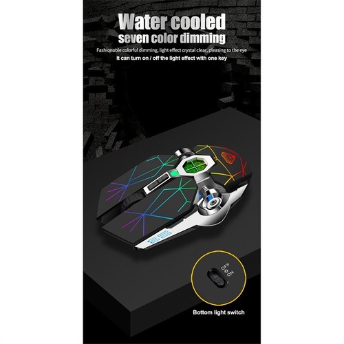 Silent Wireless Gaming Mouse Multi-Colour Backlit Rechargeable For Laptop - Picture 4 of 17