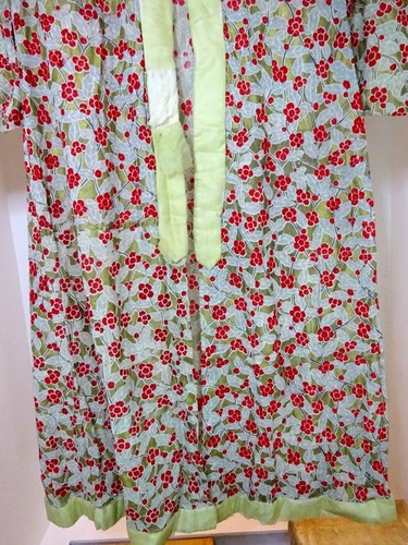 Antique Japanese Kimono Hand Printed Painted Silk & Linen Cherry Blossom - Picture 12 of 12