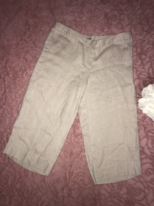 J-Jill-Capri-Crop-Pants-Women-Sz-16-Petite-Beige-Linen-And-METALIC-Summer-Relax